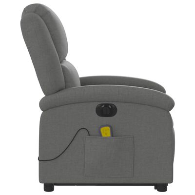 vidaXL Fauteuil inclinable de massage électrique Gris foncé Tissu