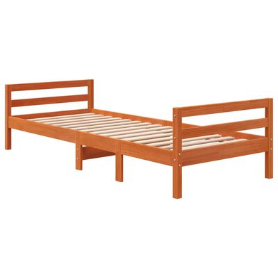 vidaXL Cadre de lit sans matelas cire marron 75x190 cm bois pin massif