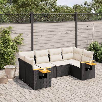 vidaXL Salon de jardin 6 pcs avec coussins noir résine tressée