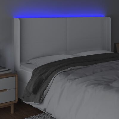 vidaXL Tête de lit à LED Blanc 183x16x118/128 cm Similicuir