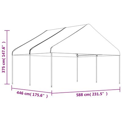 vidaXL Belvédère avec toit blanc 4,46x5,88x3,75 m polyéthylène