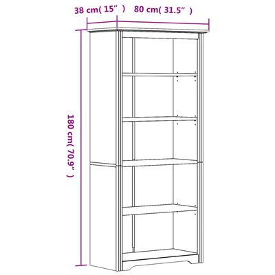 vidaXL Bibliothèque BODO marron 82x40x173 cm bois pin massif 5 niveaux