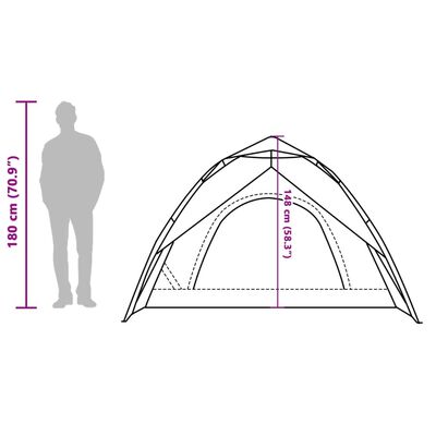 vidaXL Tente de camping à dôme 3 personnes vert libération rapide