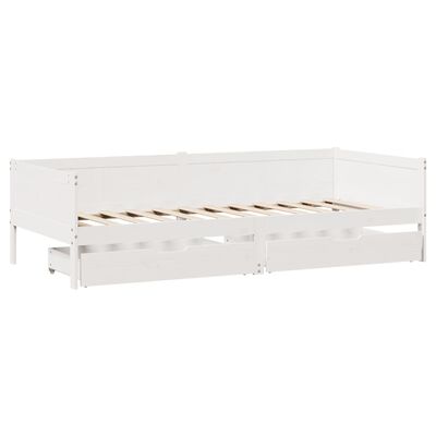 vidaXL Lit de jour avec tiroirs blanc 90x190 cm bois de pin massif