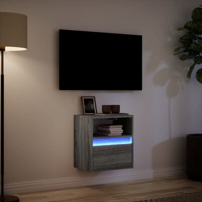 vidaXL Meuble TV mural avec lumières LED sonoma gris 41x31x45 cm