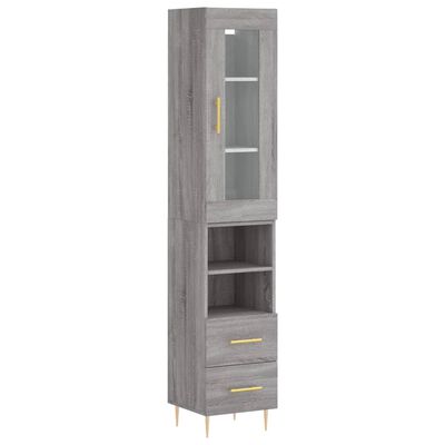 vidaXL Buffet haut Sonoma gris 34,5x34x180 cm Bois d'ingénierie