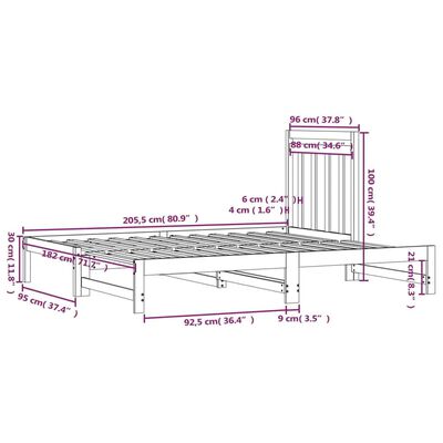 vidaXL Lit coulissant sans matelas blanc 2x(90x200) cm