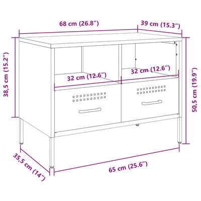 vidaXL Meuble TV jaune moutarde 68x39x50,5 cm acier