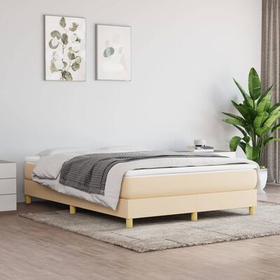 vidaXL Sommier à lattes de lit avec matelas Crème 140x200 cm Tissu