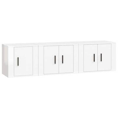 vidaXL Ensemble de meubles TV 3 pcs Blanc brillant Bois d'ingénierie