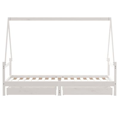 vidaXL Cadre de lit enfant tiroirs blanc 90x200 cm bois de pin massif