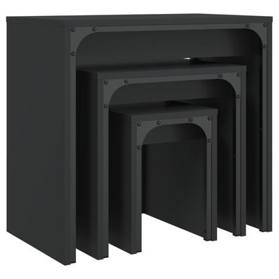 vidaXL Tables basses gigognes 3 pcs noir bois d'ingénierie