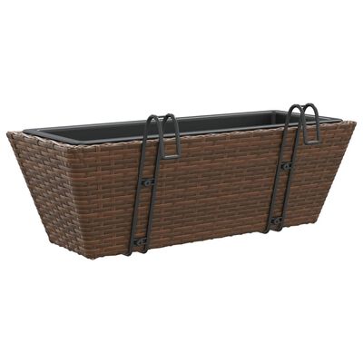 vidaXL Jardinières avec crochets 2 pcs marron résine tressée