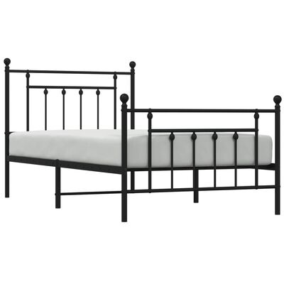 vidaXL Cadre de lit métal sans matelas avec pied de lit noir 100x190cm