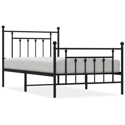 vidaXL Cadre de lit métal sans matelas avec pied de lit noir 100x190cm