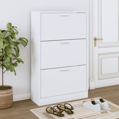 vidaXL Armoire à chaussures Blanc 63x24x103 cm Bois d'ingénierie