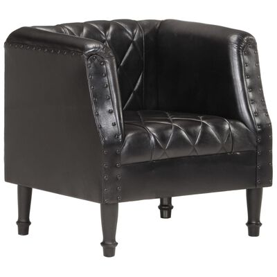 vidaXL Chaise cabriolet Noir Cuir véritable de chèvre