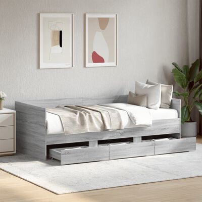 vidaXL Lit de jour avec tiroirs sans matelas sonoma gris 100x200 cm