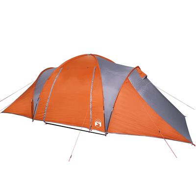 vidaXL Tente familiale à dôme 6 personnes gris et orange imperméable