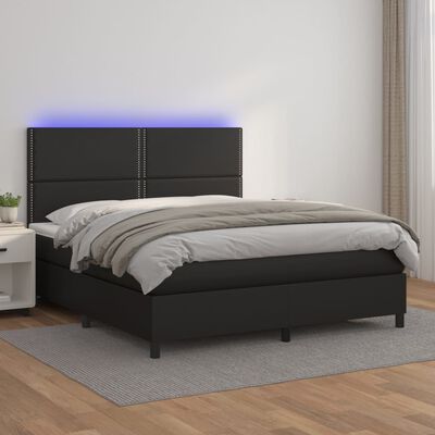 vidaXL Sommier à lattes de lit avec matelas et LED Noir 180x200 cm