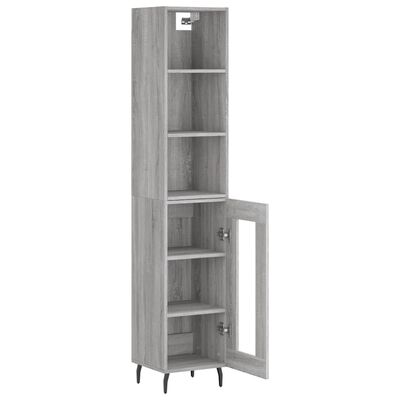 vidaXL Buffet haut Sonoma gris 34,5x34x180 cm Bois d'ingénierie