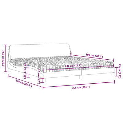 vidaXL Lit avec matelas noir et blanc 200x200 cm similicuir