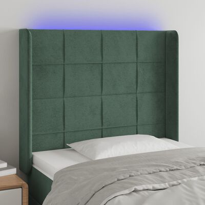 vidaXL Tête de lit à LED Vert foncé 103x16x118/128 cm Velours