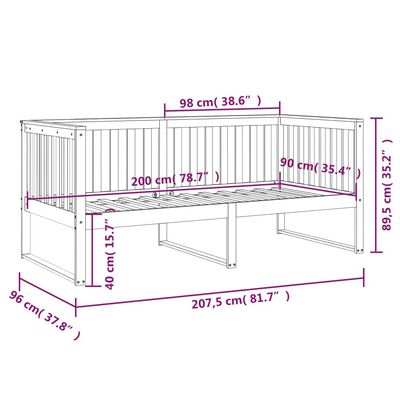 vidaXL Lit de jour Marron miel 90x200 cm Bois de pin massif