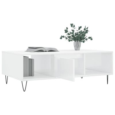 vidaXL Table basse blanc brillant 104x60x35 cm bois d'ingénierie