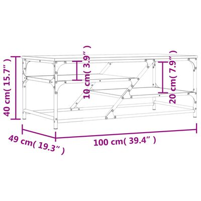 vidaXL Table basse chêne sonoma 100x49x40 cm bois d'ingénierie