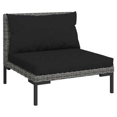 vidaXL Salon de jardin 8 pcs avec coussins Résine tressée Gris foncé