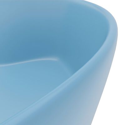 vidaXL Lavabo de luxe avec trop-plein Bleu clair mat 36x13cm Céramique