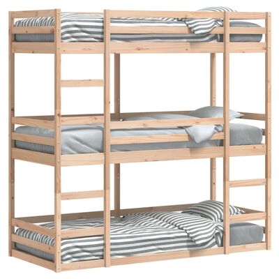 vidaXL Lit superposé triple sans matelas 80x200 cm bois de pin massif