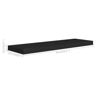 vidaXL Étagères murales flottantes 4 pcs noir 80x23,5x3,8 cm MDF