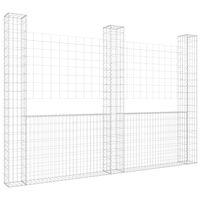 vidaXL Panier de gabion en forme de U avec 3 poteaux Fer 260x20x200 cm