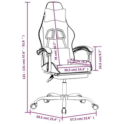 vidaXL Chaise de jeu pivotante et repose-pied Blanc et rose Similicuir