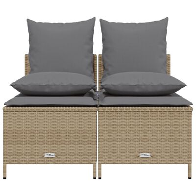 vidaXL Salon de jardin avec coussins 4 pcs beige résine tressée