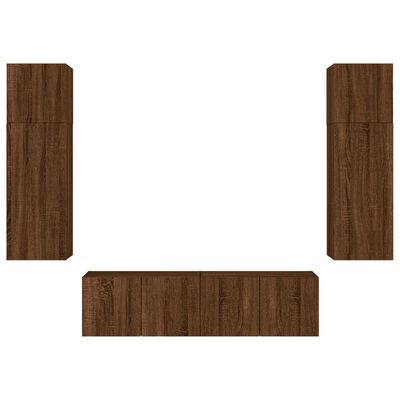 vidaXL Unités murales TV avec LED 6 pcs chêne marron bois d'ingénierie