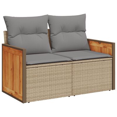 vidaXL Salon de jardin avec coussins 8pcs mélange beige résine tressée