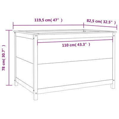 vidaXL Lit surélevé de jardin gris 119,5x82,5x78 cm bois de pin massif