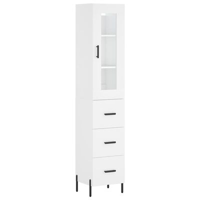 vidaXL Buffet haut Blanc 34,5x34x180 cm Bois d'ingénierie