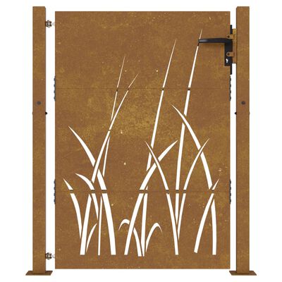 vidaXL Portail de jardin 105x130 cm acier corten conception d'herbe