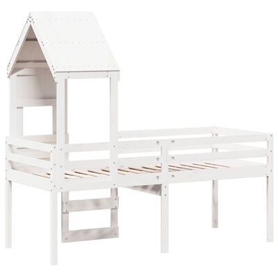 vidaXL Lit haut avec toit blanc 75x190 cm bois de pin massif