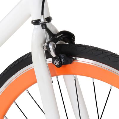 vidaXL Vélo à pignon fixe blanc et orange 700c 55 cm