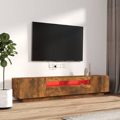 vidaXL Ensemble de meubles TV avec lumières LED 2 pcs Chêne fumé