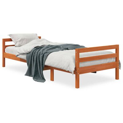 vidaXL Cadre de lit sans matelas cire marron 75x190 cm bois pin massif