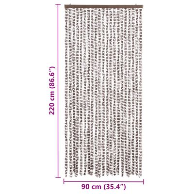 vidaXL Moustiquaire Taupe et blanc 90x220 cm Chenille