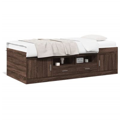 vidaXL Lit de jour avec tiroirs sans matelas chêne marron 75x190 cm