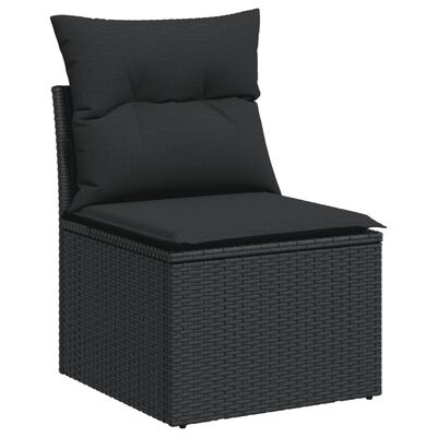 vidaXL Salon de jardin avec coussins 13 pcs noir résine tressée