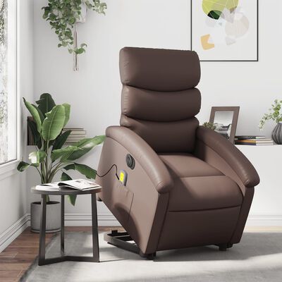 vidaXL Fauteuil inclinable de massage électrique marron similicuir